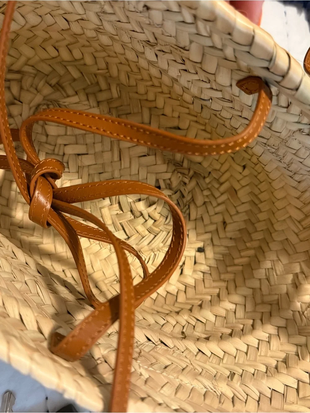 Chloé Raffia Basket Tote with Tan Leather Trim & Crossbody Strap